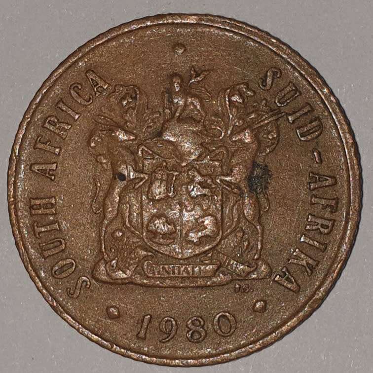 1980 - 2 CENT COIN (TWO CENT COIN) - RSA - BRONZE - KM#83 - BILINGUAL LEGEND - WILDEBEEST